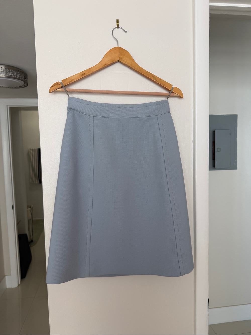 Bottega Veneta Light Blue Wool Silk A-Line Skirt IT 40 US 4 Made in Italy - Picture 2 of 6
